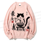 Unisex Ramen Cat Printed Sweatshirt