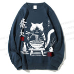 Unisex Ramen Cat Printed Sweatshirt