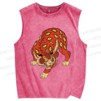 Unisex Ginger Tiger With Eyes Printed Washed Tank Top