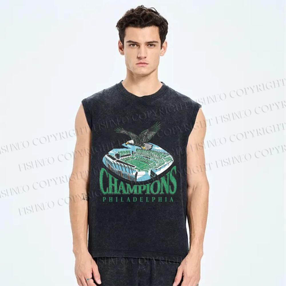 Unisex Philadelphia Eagles Printed Washed Tank Top