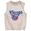 Unisex Chicage Bear Printed Washed Tank Top