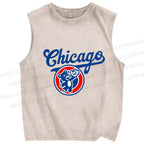 Unisex Chicage Bear Printed Washed Tank Top