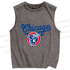 Unisex Chicage Bear Printed Washed Tank Top