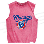 Unisex Chicage Bear Printed Washed Tank Top