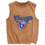 Unisex Chicage Bear Printed Washed Tank Top