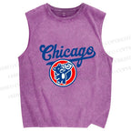 Unisex Chicage Bear Printed Washed Tank Top