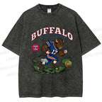 Unisex Buffalo Bull Printed Washed Tee