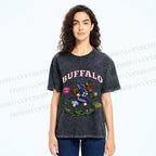 Unisex Buffalo Bull Printed Washed Tee