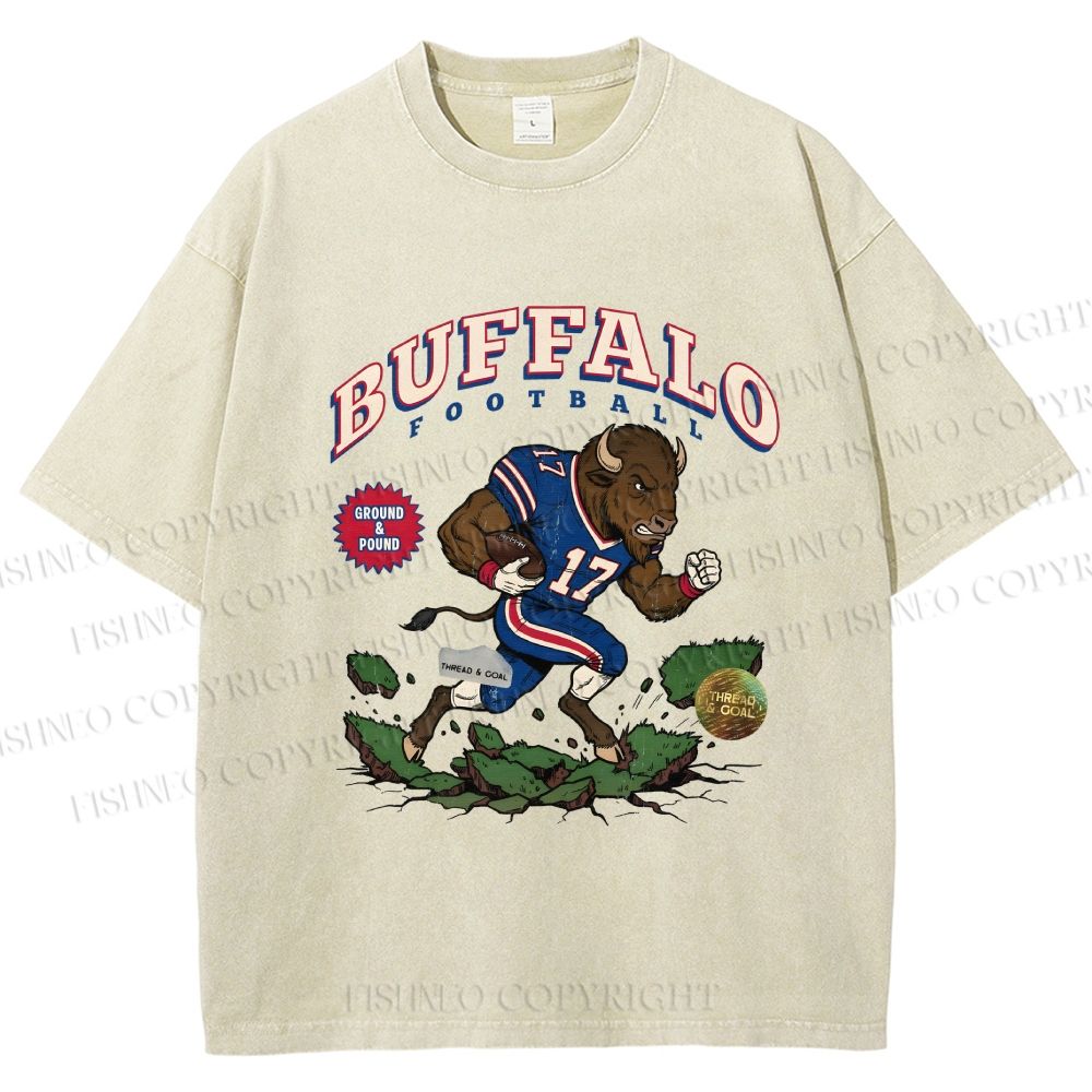 Unisex Buffalo Bull Printed Washed Tee