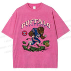 Unisex Buffalo Bull Printed Washed Tee