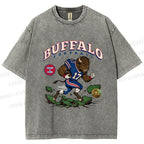 Unisex Buffalo Bull Printed Washed Tee