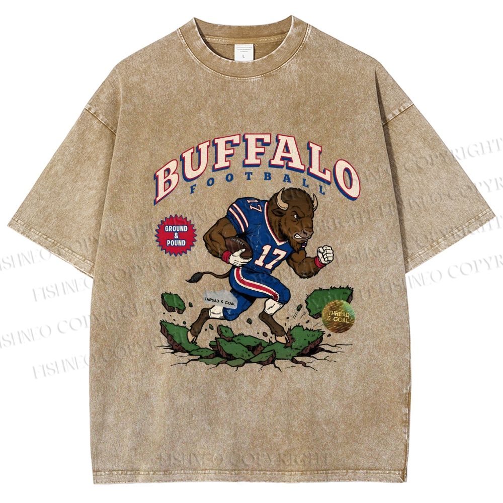 Unisex Buffalo Bull Printed Washed Tee