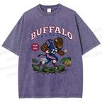 Unisex Buffalo Bull Printed Washed Tee