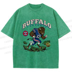 Unisex Buffalo Bull Printed Washed Tee