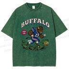 Unisex Buffalo Bull Printed Washed Tee