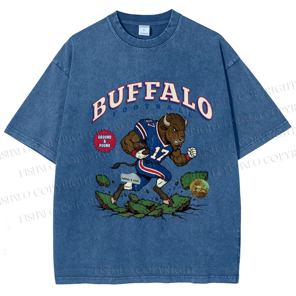 Unisex Buffalo Bull Printed Washed Tee