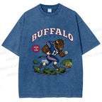 Unisex Buffalo Bull Printed Washed Tee