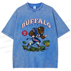 Unisex Buffalo Bull Printed Washed Tee