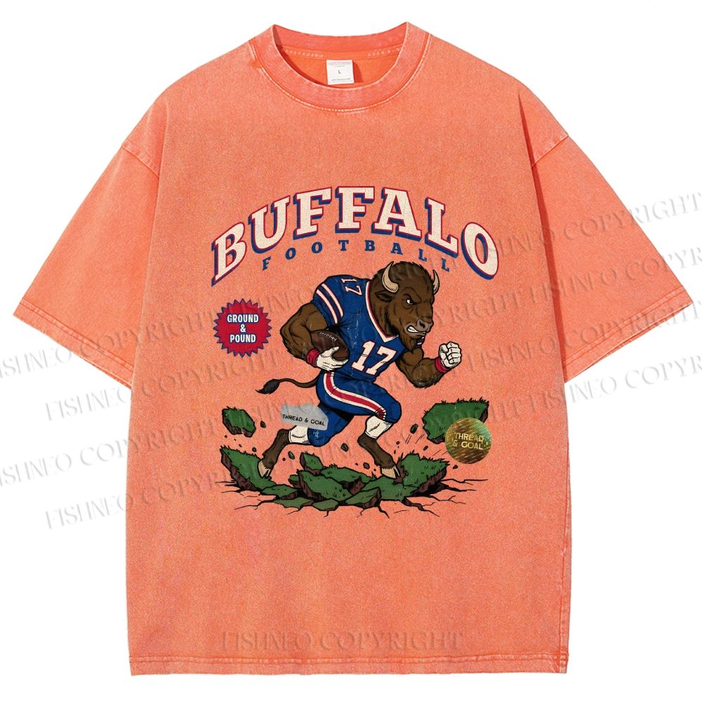 Unisex Buffalo Bull Printed Washed Tee