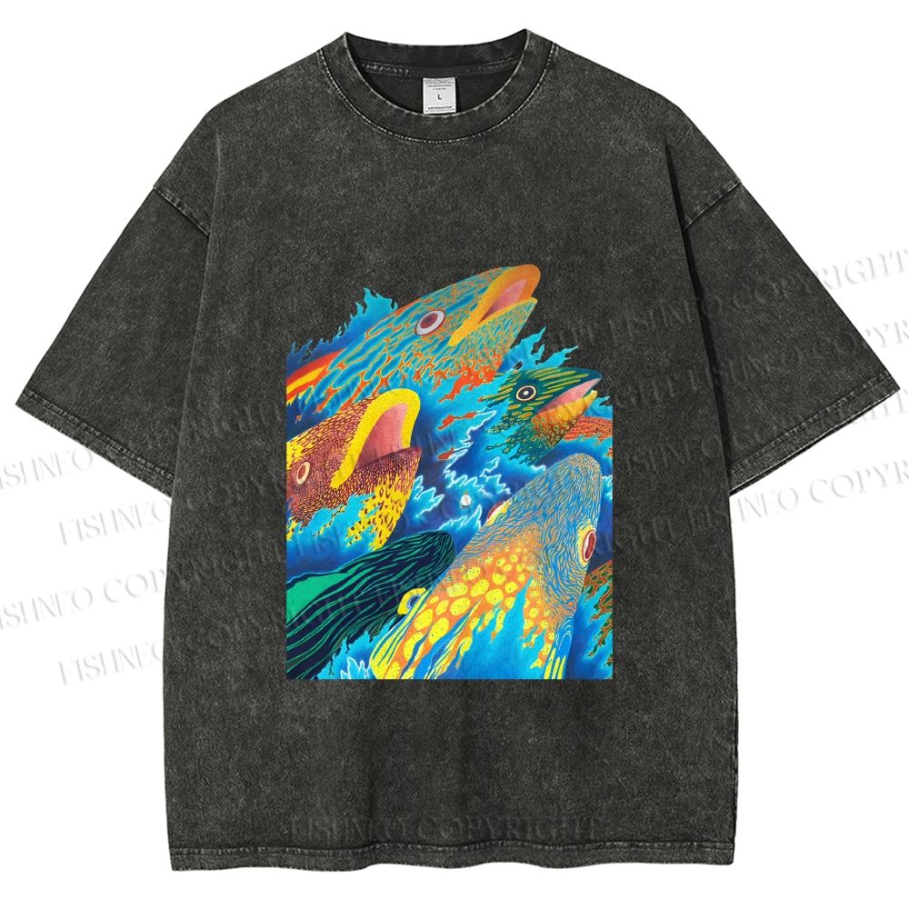 Unisex Fish in Ocean Printed Washed Tee