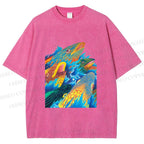 Unisex Fish in Ocean Printed Washed Tee