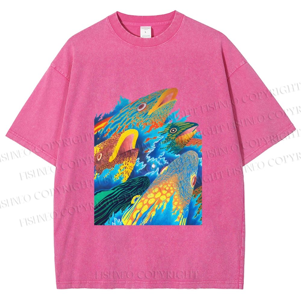 Unisex Fish in Ocean Printed Washed Tee