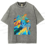 Unisex Fish in Ocean Printed Washed Tee