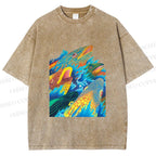 Unisex Fish in Ocean Printed Washed Tee