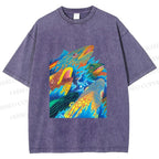 Unisex Fish in Ocean Printed Washed Tee