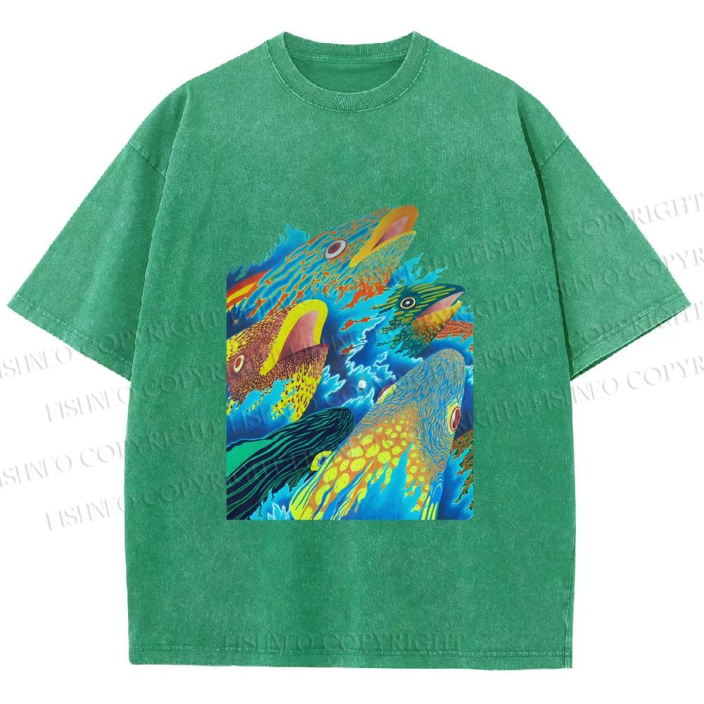 Unisex Fish in Ocean Printed Washed Tee