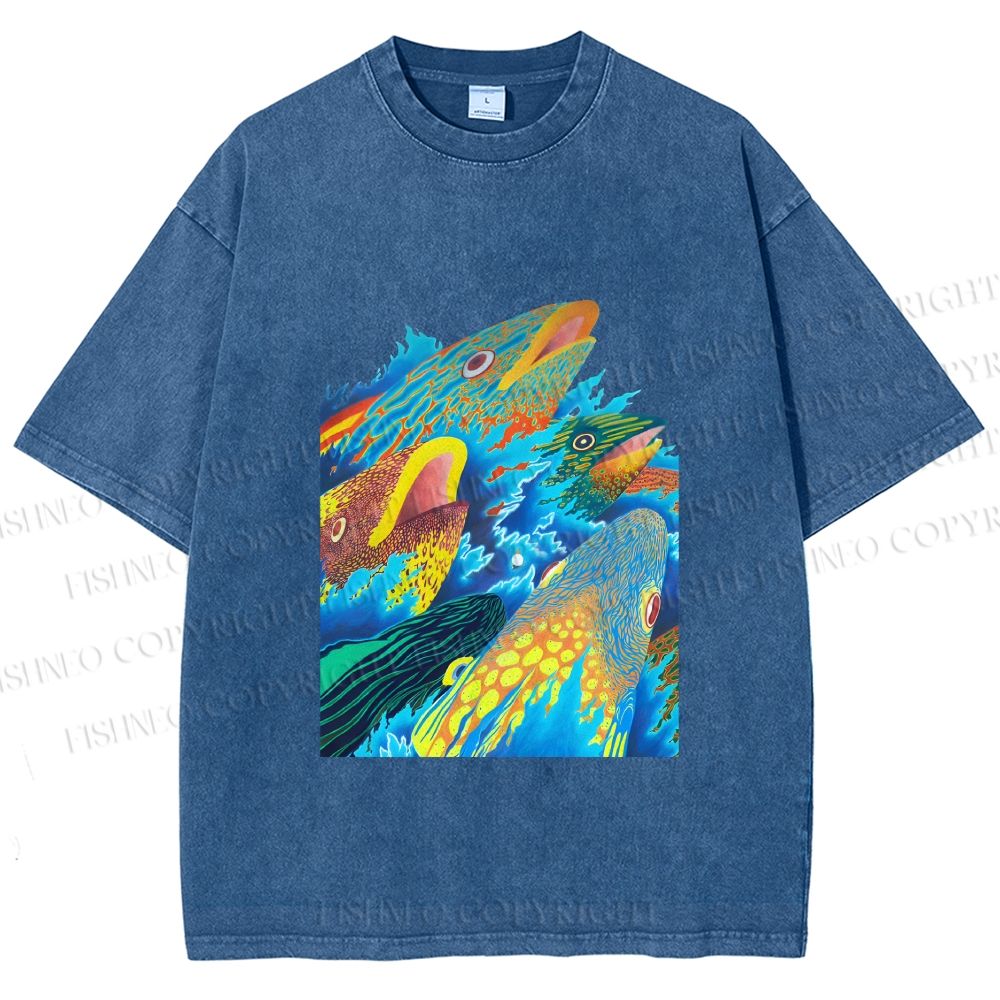 Unisex Fish in Ocean Printed Washed Tee