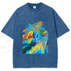 Unisex Fish in Ocean Printed Washed Tee