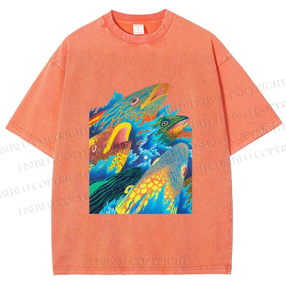 Unisex Fish in Ocean Printed Washed Tee