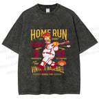 Unisex The Simpson 1992 Home Run Vintage Baseball Printed Washed Tee