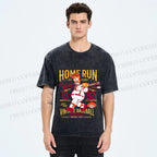 Unisex The Simpson 1992 Home Run Vintage Baseball Printed Washed Tee