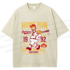Unisex The Simpson 1992 Home Run Vintage Baseball Printed Washed Tee