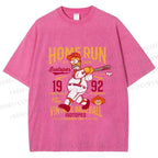 Unisex The Simpson 1992 Home Run Vintage Baseball Printed Washed Tee