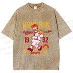 Unisex The Simpson 1992 Home Run Vintage Baseball Printed Washed Tee