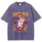 Unisex The Simpson 1992 Home Run Vintage Baseball Printed Washed Tee