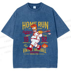 Unisex The Simpson 1992 Home Run Vintage Baseball Printed Washed Tee