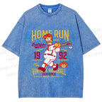 Unisex The Simpson 1992 Home Run Vintage Baseball Printed Washed Tee