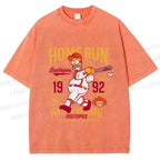 Unisex The Simpson 1992 Home Run Vintage Baseball Printed Washed Tee