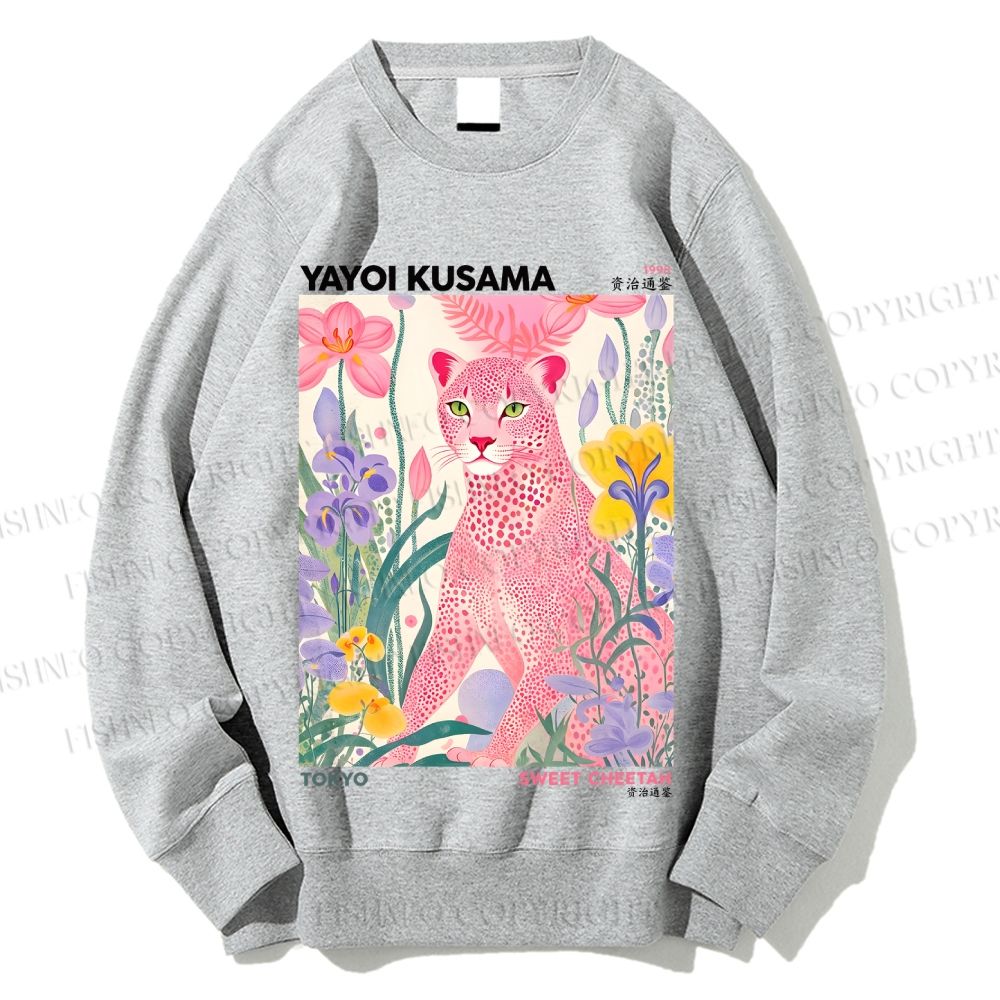 Unisex Yayoi Kusama Pink Cheetah Printed Sweatshirt