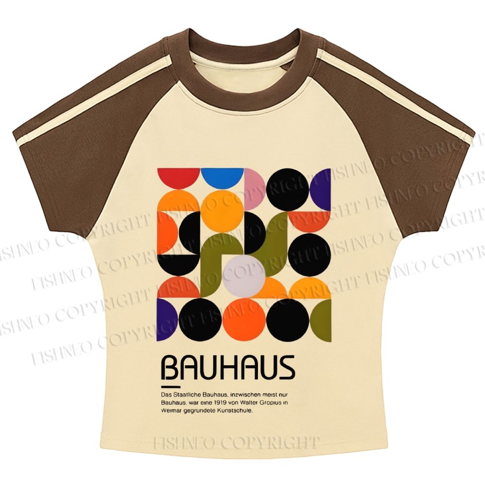 Bauhaus Design Hot girl color-blocked striped raglan sleeve short sleeve