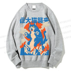 Unisex Giant Cat Monster Attack Printed Sweatshirt