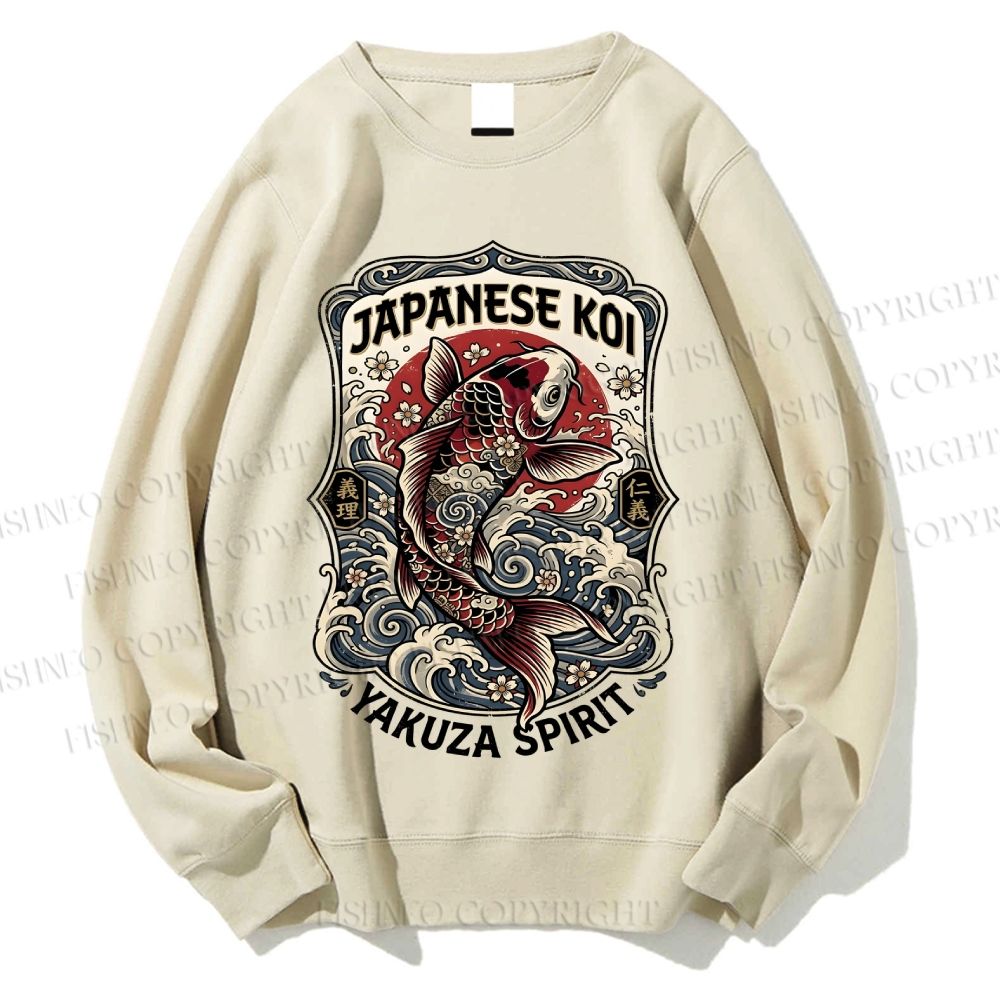Unisex Japanese Koi Ukiyo-e Printed Sweatshirt