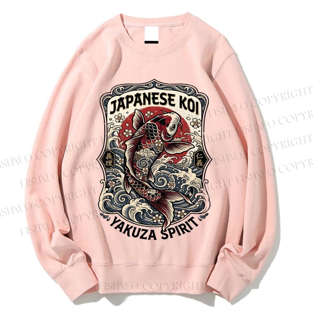 Unisex Japanese Koi Ukiyo-e Printed Sweatshirt