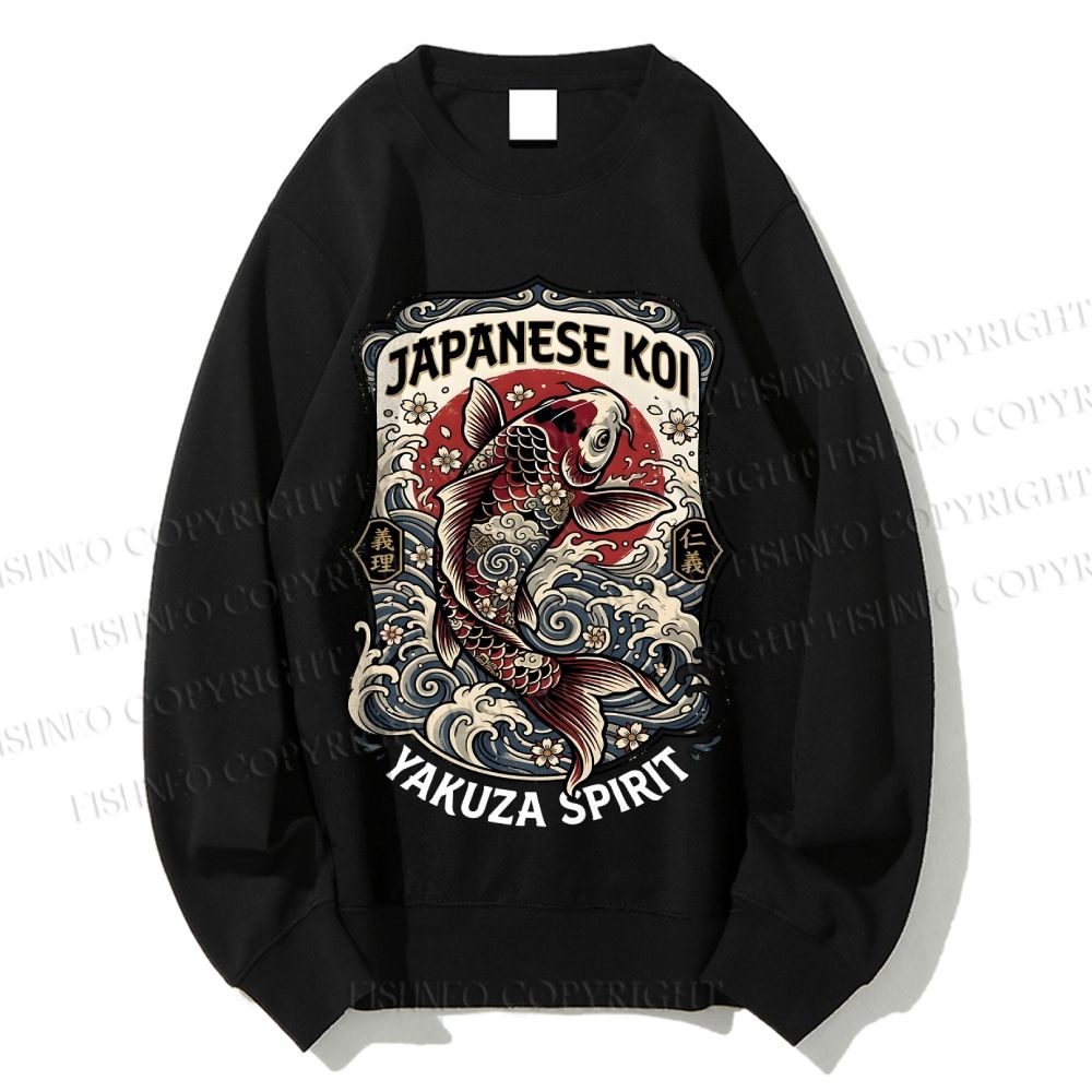 Unisex Japanese Koi Ukiyo-e Printed Sweatshirt
