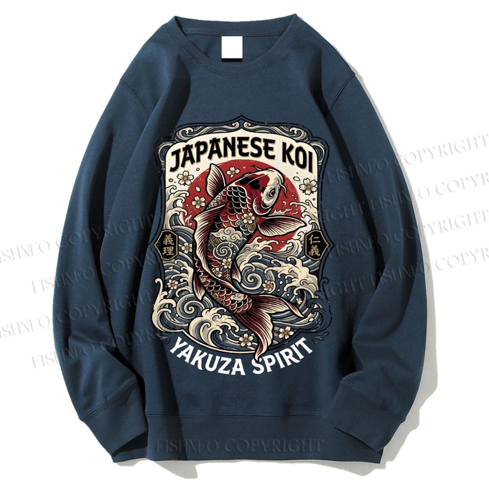 Unisex Japanese Koi Ukiyo-e Printed Sweatshirt