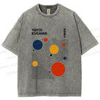 Unisex Yayoi Kusama Dots Lines Printed Washed Tee
